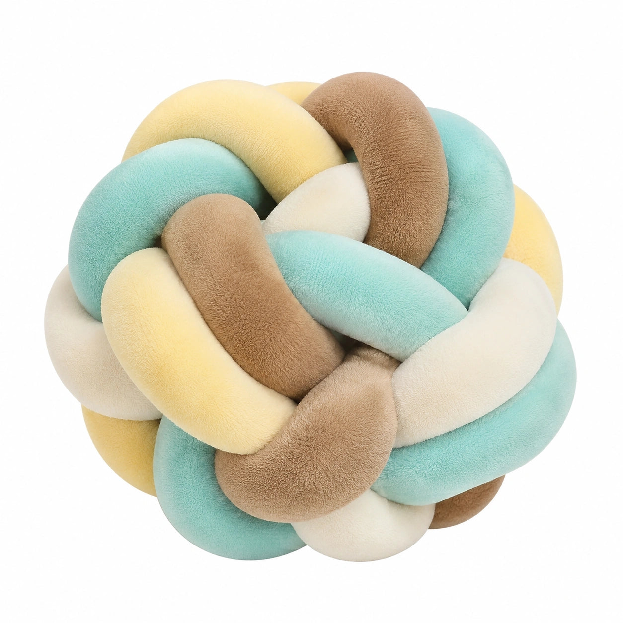 Knotenkissen 30 cm aus Plüsch in Mint Gelb Beige für Dekoration