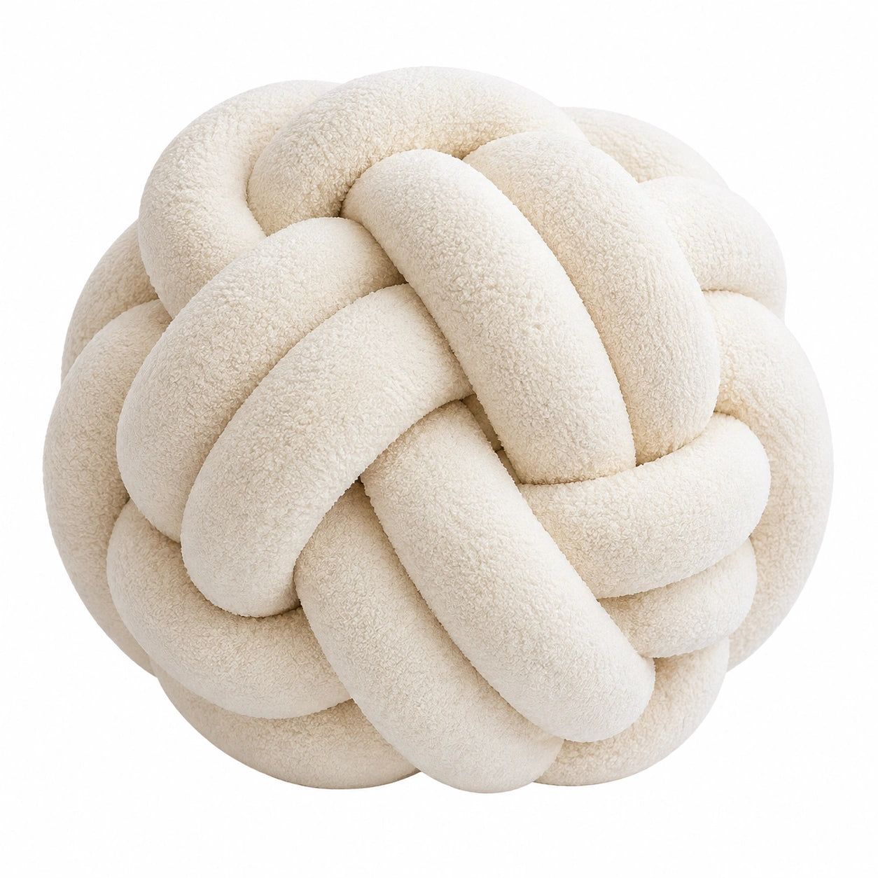 Knoten Zierkissen 35 cm aus Polyester in Creme weich geflochten