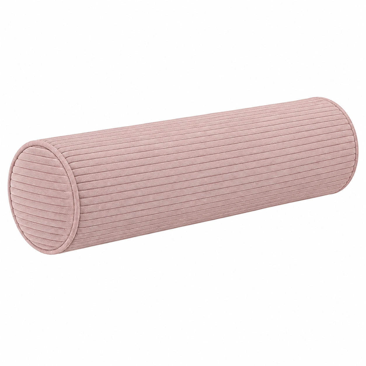Nackenrolle 15 x 45 cm aus geripptem Textil Rosa dekoratives Stützkissen