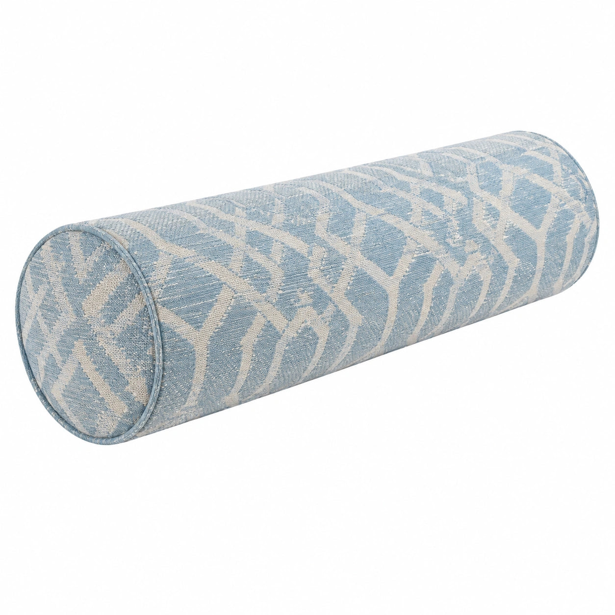 Nackenrolle 18 x 50 cm aus Textil in Hellblau Creme - zylindrisch gemustert