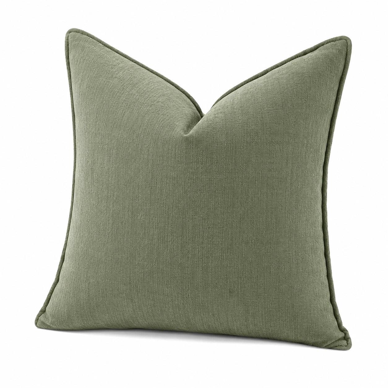 Dekokissen 45 x 45 cm aus Velours in Olivgrün für Wohnräume - quadratisch mit Keder