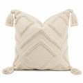 Dekokissen 45 x 45 cm Textil Creme mit Quasten Boho