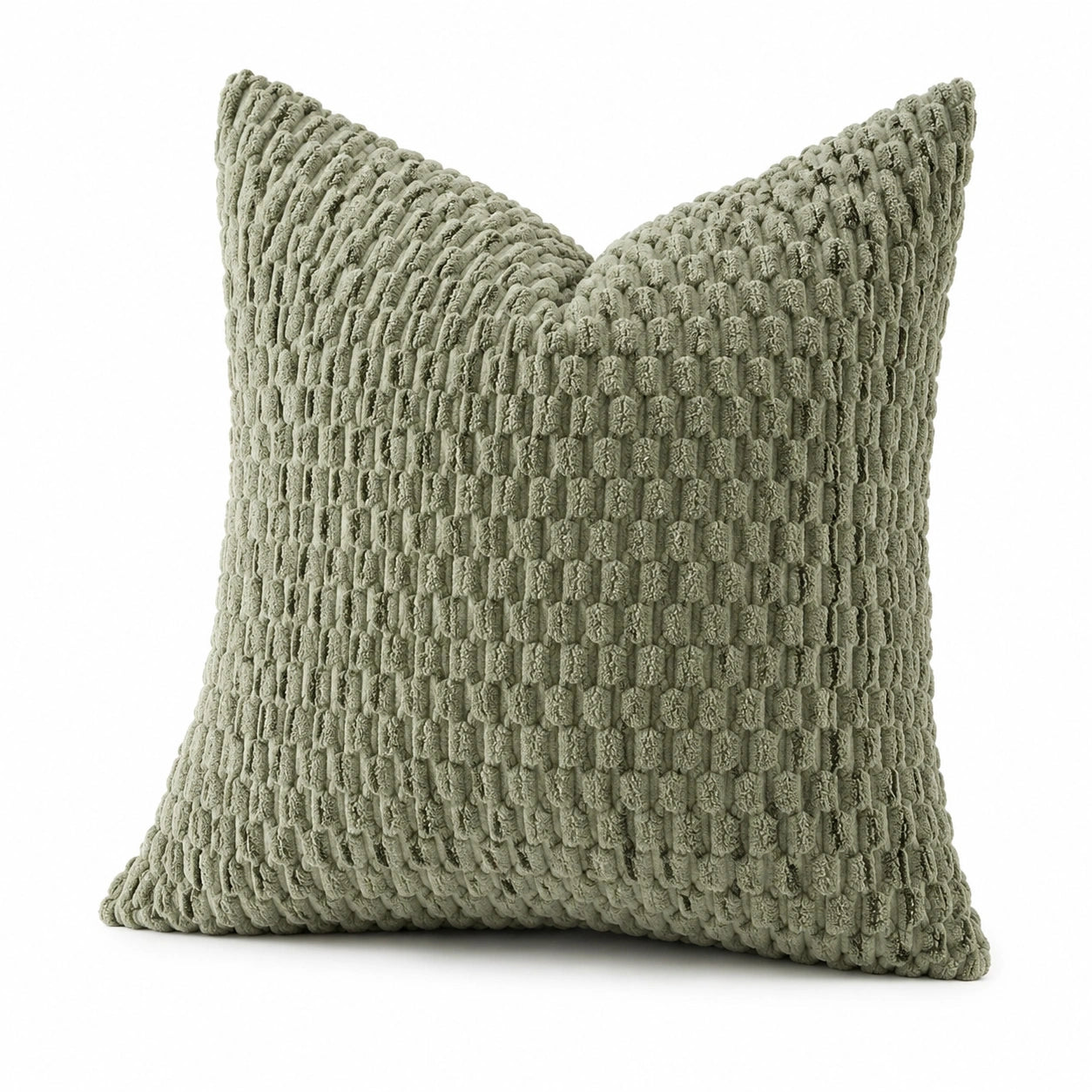 Dekokissen 45 x 45 cm olivgrün strukturiertes Textil quadratisch