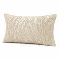 Dekokissen 50 x 30 cm Creme Textil mit Blattrelief dekorativ