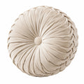 Rundes Zierkissen 45 cm Beige mit geraffter Samtoberfläche