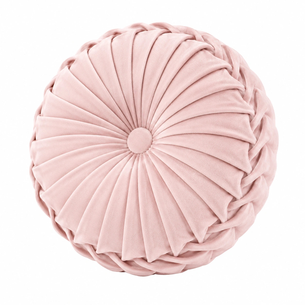 Rundes Dekokissen 40 cm Rosa Textil mit Faltenrelief