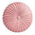 Rundes Dekokissen 40 cm Rosa mit Samtoptik und Faltenstruktur