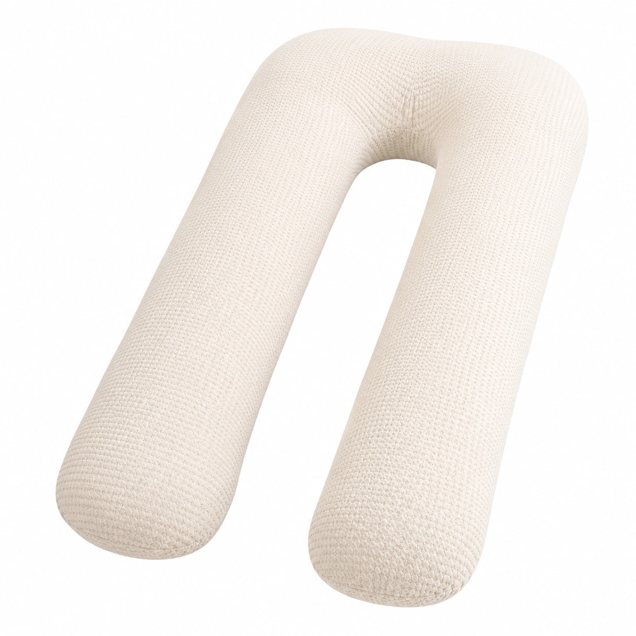 U-förmiges Körperkissen 140 cm mit Textilbezug in Creme für Schlafkomfort